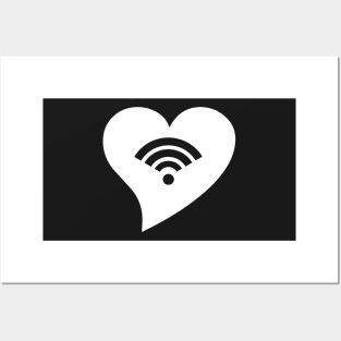 White WiFi Heart Posters and Art